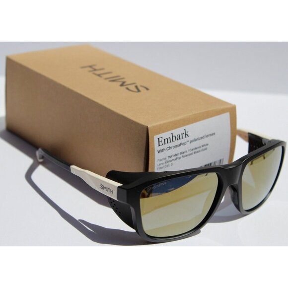 SMITH OPTICS Embark POLARIZED Glacier Sunglasses Black/Gold TNF RARE NEW $245 - Picture 1 of 16